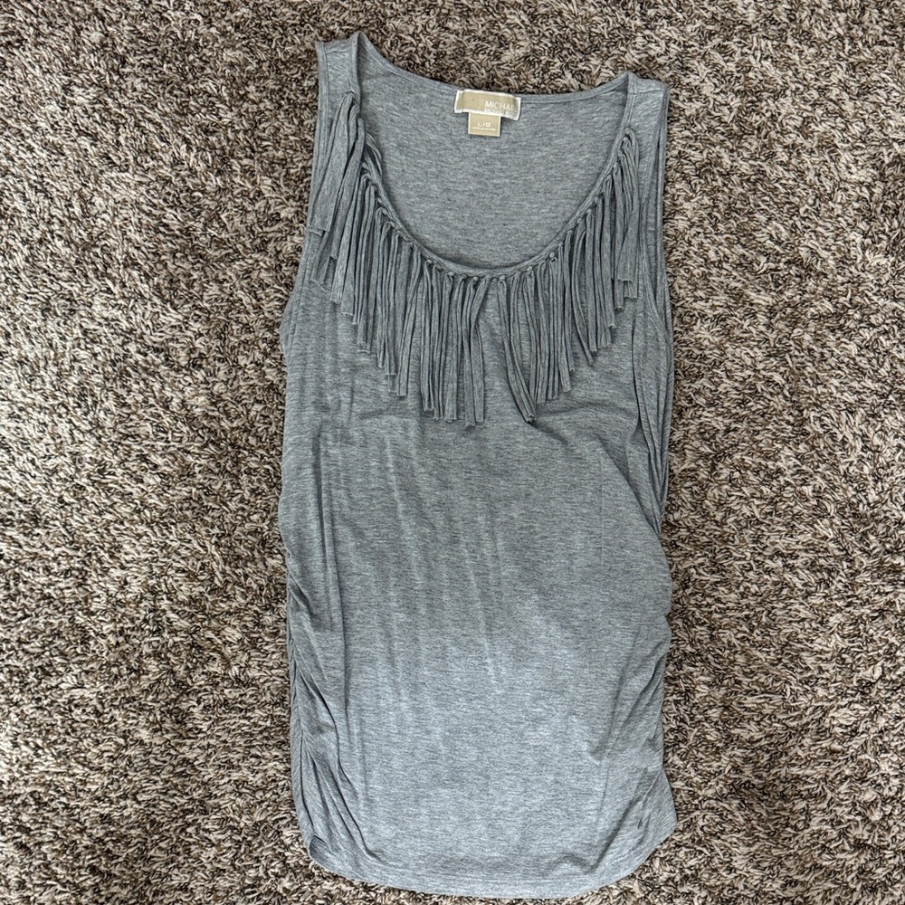 Michael Kors Gray Fringe Tank Top